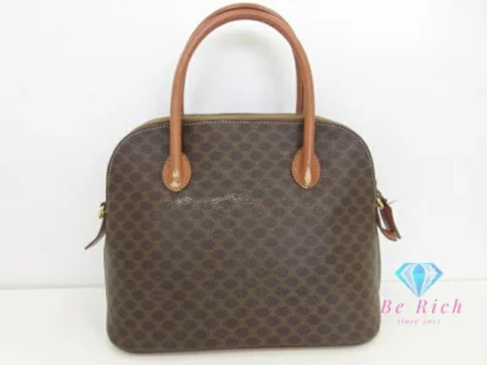 Celine Macadam Brown Leather Handbag Shoulder Bag Tote
